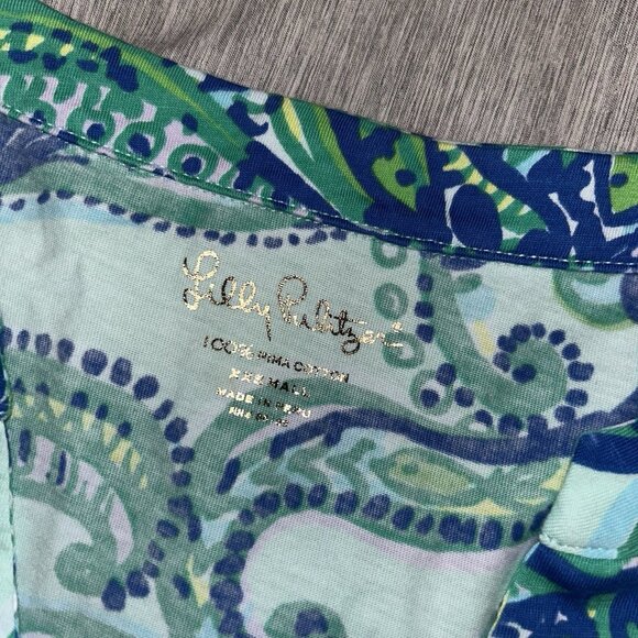 Lilly Pulitzer Rossmore T-Shirt Poolside Blue Keep It Current Dress Size XXS - Picture 6 of 8
